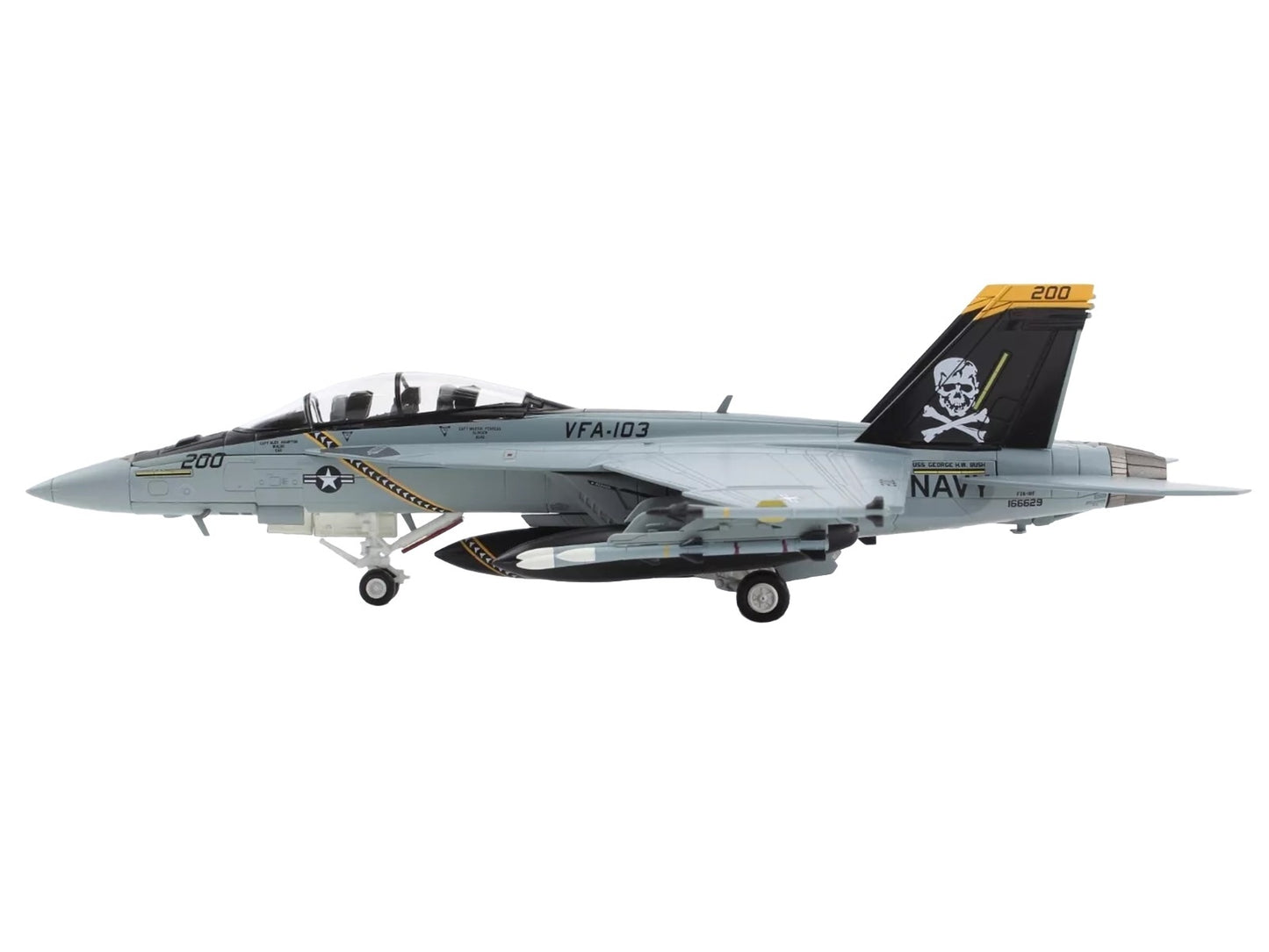 McDonnell Douglas F/A-18F Super Hornet Aircraft "VFA-103 Jolly Rogers USS George H. W. Bush" (2023) United States Navy "Air Power Series" 1/72 Diecast Model by Hobby Master