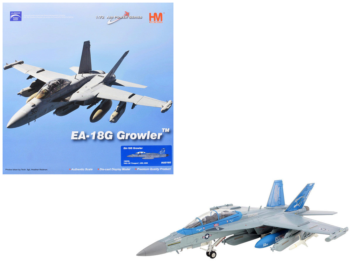 Boeing EA-18G Growler Aircraft "168256 VAQ-139 Cougars" (2025) United States Navy "Air Power Series" 1/72 Diecast Model by Hobby Master-4