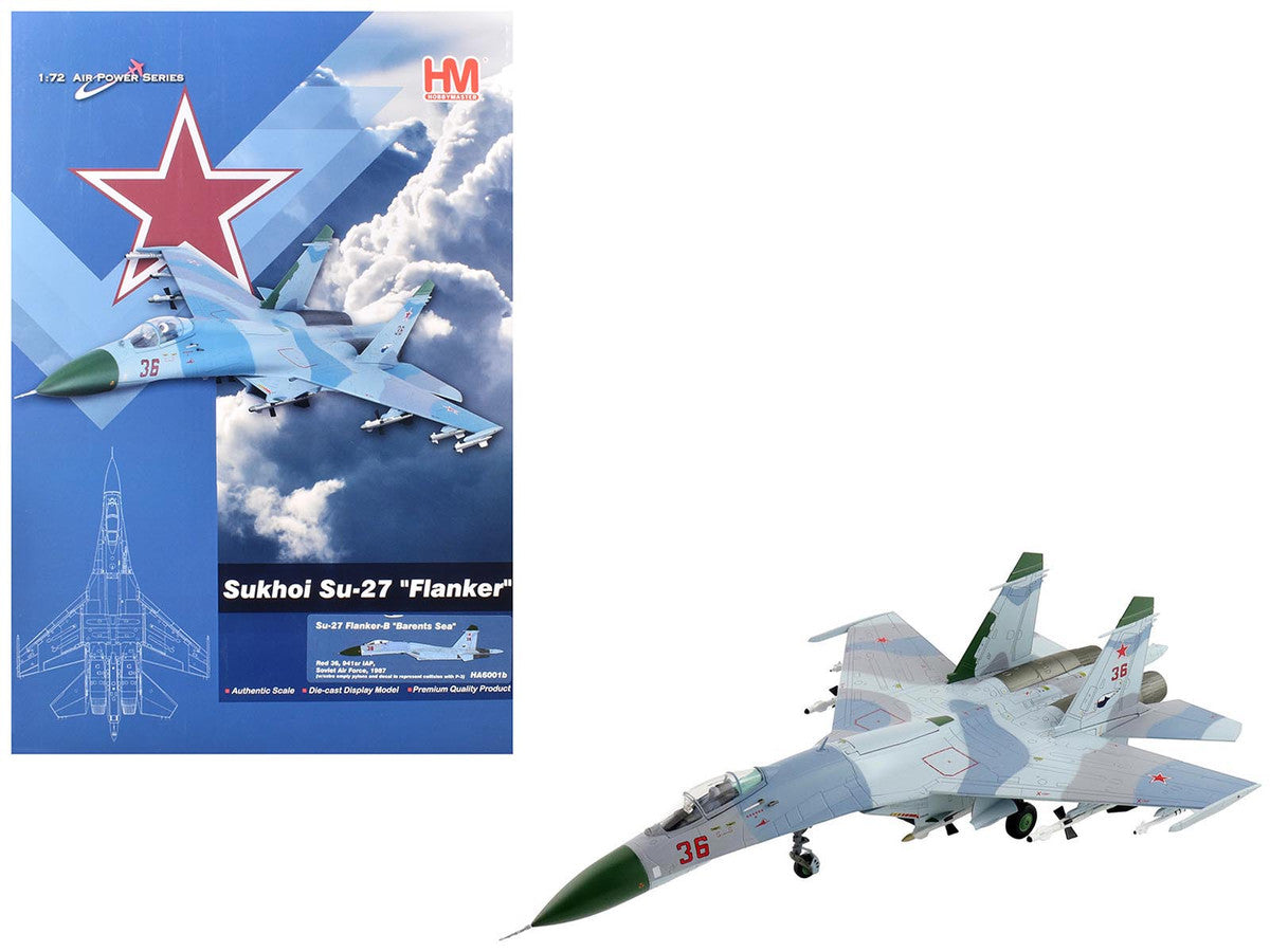 Sukhoi Su-27 Flanker-B Fighter Aircraft "Red 36 Barents Sea 941st IAP" (1987) Soviet Air Force "Air Power Series" 1/72 Diecast Model by Hobby Master-4