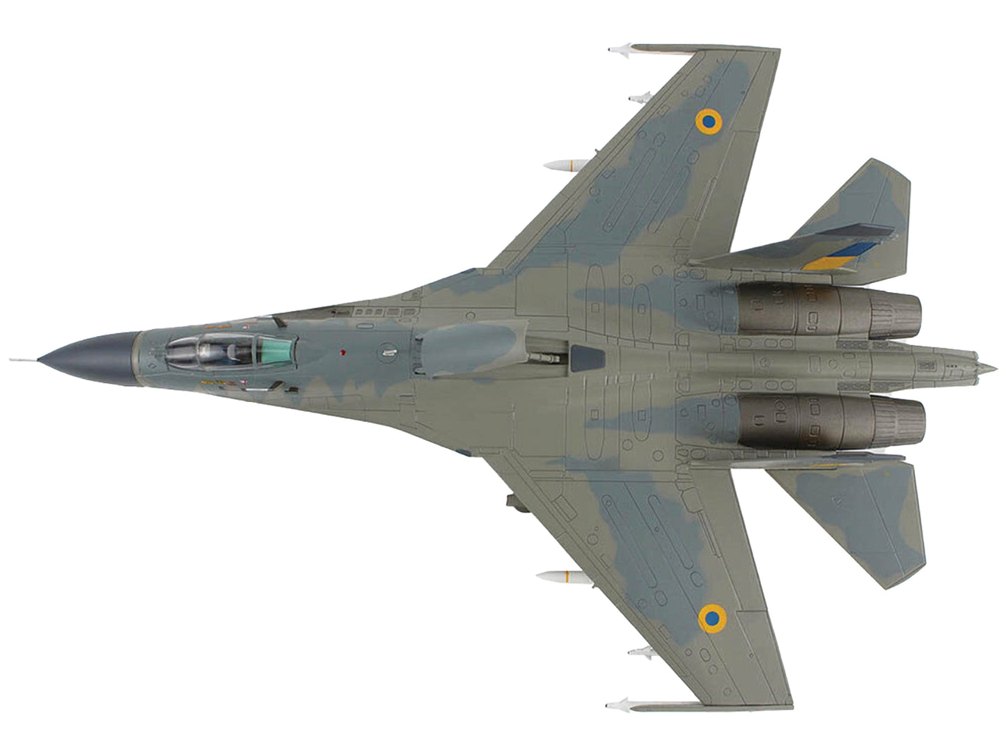 Sukhoi Su-27 Flanker Fighter Aircraft "Compass Ghost Grey Scheme" (2023) Ukrainian Air Force "Air Power Series" 1/72 Diecast Model by Hobby Master