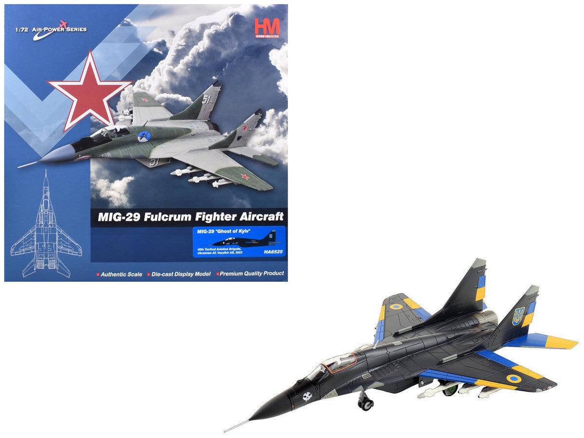 Mikoyan MIG-29 Fulcrum Aircraft "Ghost of Kyiv 40th Tactical Aviation Brigade Vasylkiv Air Base" (2023) Ukrainian Air Force "Air Power Series" 1/72 Diecast Model by Hobby Master-4