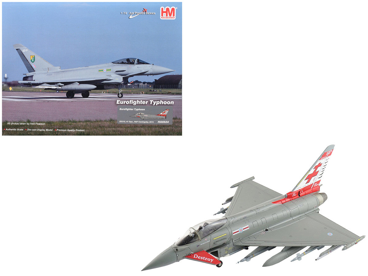 Eurofighter Typhoon Fighter Aircraft "ZK315 41 Squadron RAF Coningsby" (2015) Royal Air Force "Air Power Series" 1/72 Diecast Model by Hobby Master-4