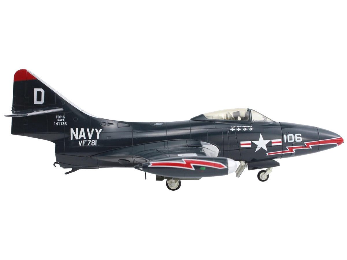 Grumman F9F-5 Panther Aircraft "VF-781 Royce Williams Action Speak Louder than Medals" United States Navy "Air Power Series" 1/48 Diecast Model by Hobby Master-1
