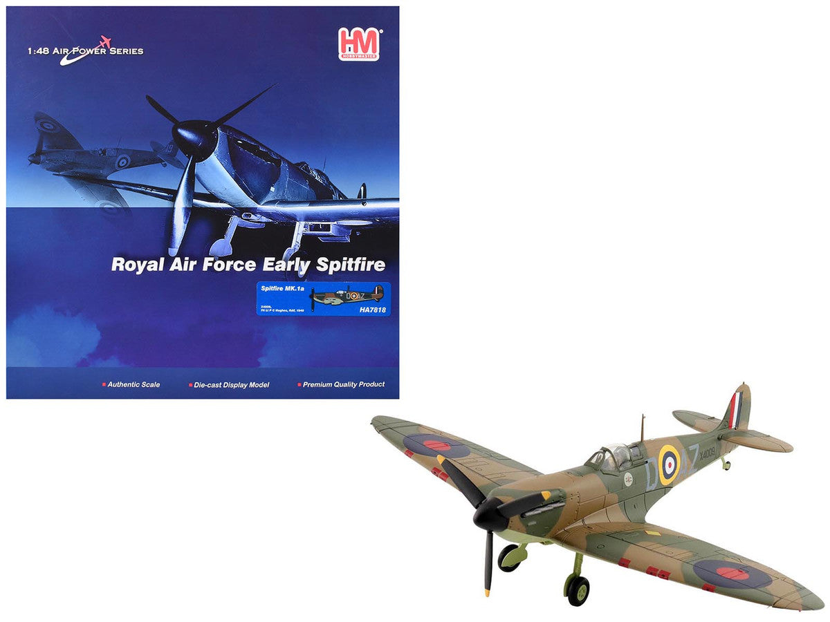 Supermarine Spitfire Mk.1a Fighter Aircraft "X4009 Flight Lieutenant P.C. Hughes" (1940) British Royal Air Force "Air Power Series" 1/48 Diecast Model by Hobby Master-4