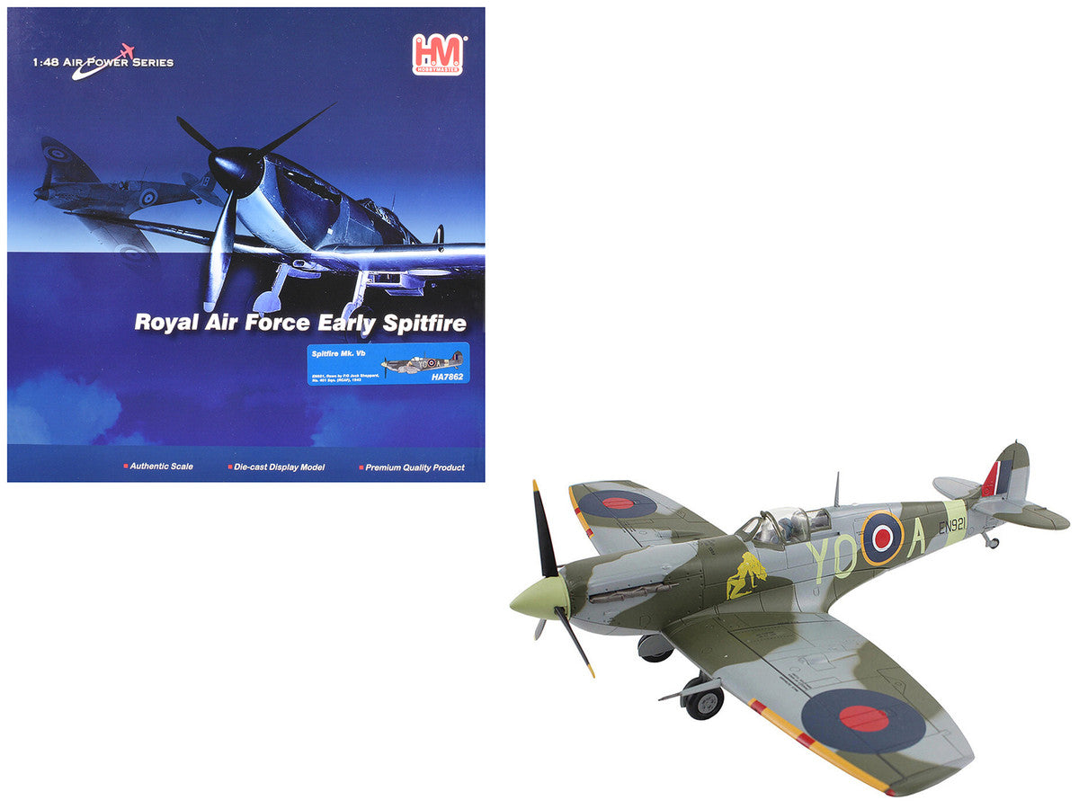 Supermarine Spitfire Mk Vb Fighter Aircraft "EN921 Flying Officer Jack Sheppard No. 401 Squadron" (1943) Royal Canadian Air Force "Air Power Series" 1/48 Diecast Model by Hobby Master-3