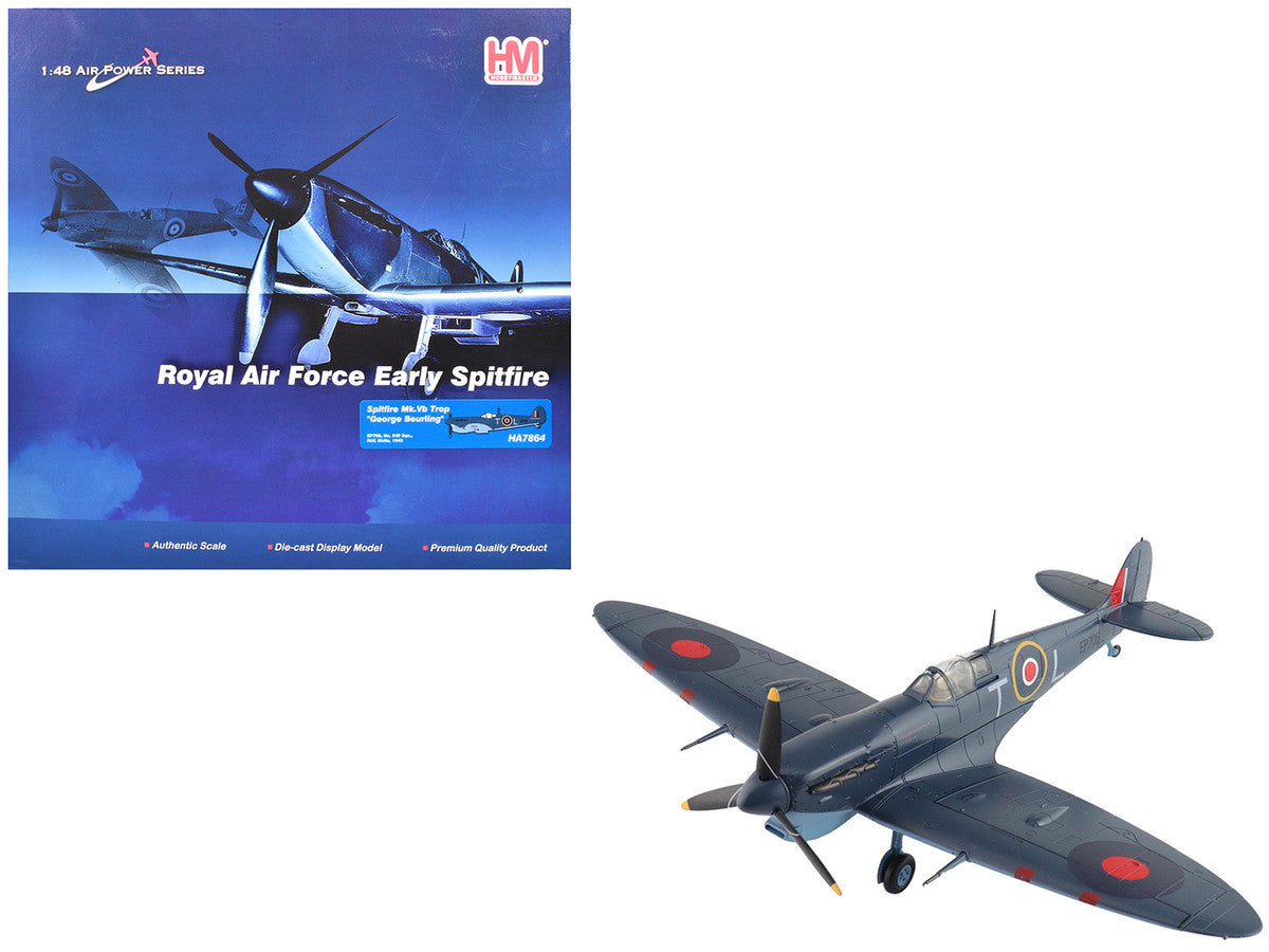 Supermarine Spitfire Mk.Vb Trop Fighter Aircraft "EP706 George Beurling No. 249 Squadron Malta" (1942) British Royal Air Force "Air Power Series" 1/48 Diecast Model by Hobby Master-4