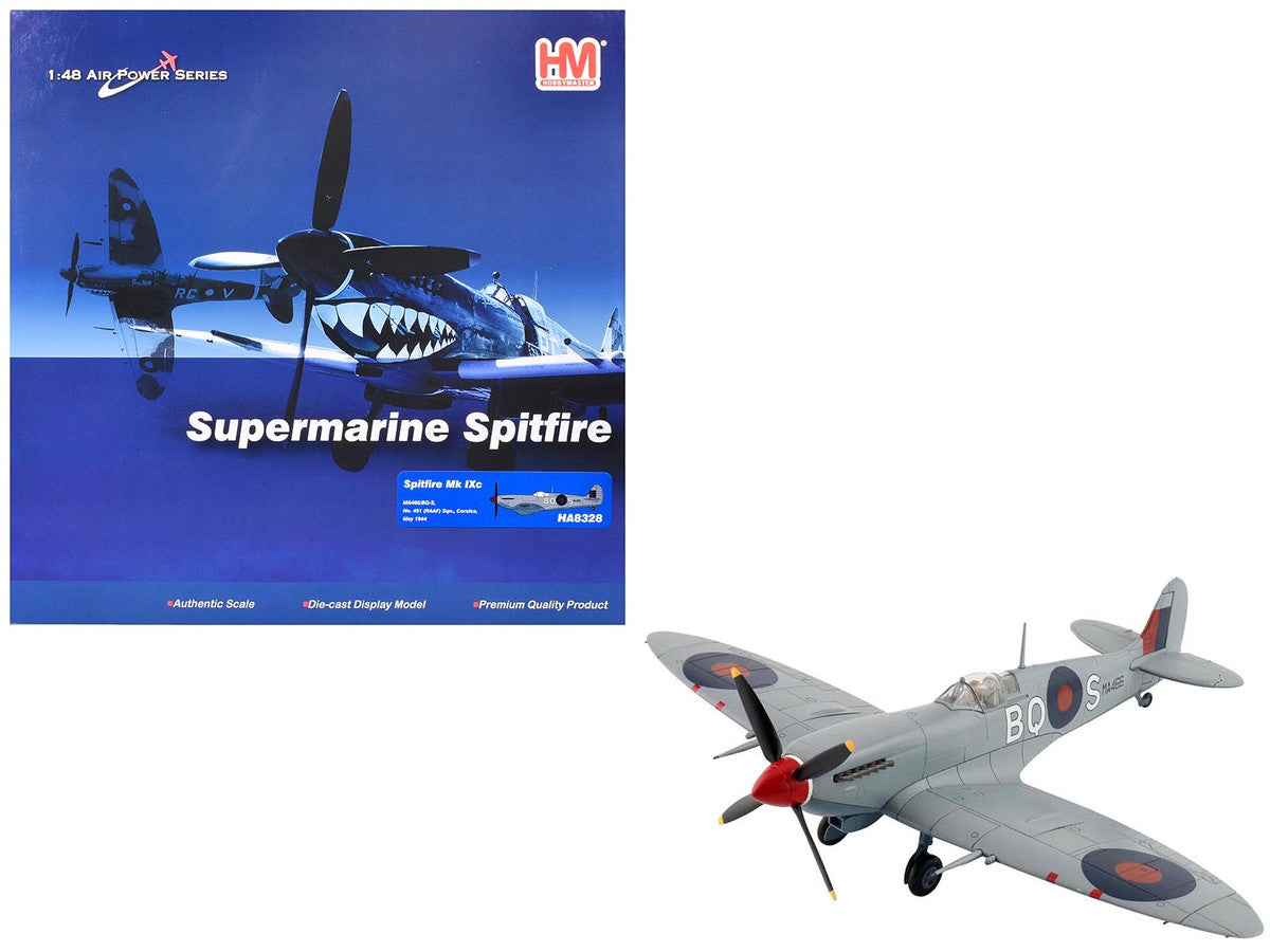 Supermarine Spitfire Mk IXc Fighter Aircraft "MA466 BQ-S No. 451 Squadron Corsica" (1944) Royal Australian Air Force "Air Power Series" 1/48 Diecast Model by Hobby Master-4