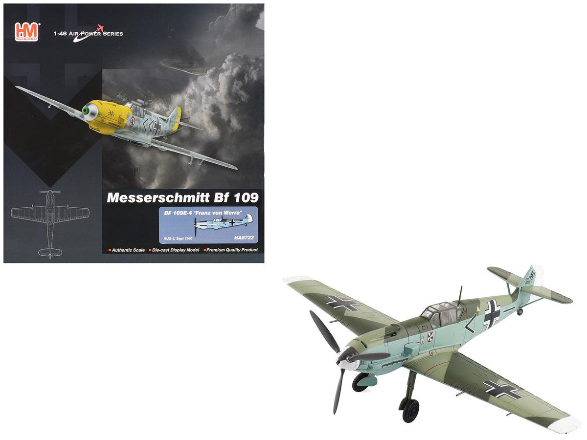 Messerschmitt BF 109E-4 Fighter Aircraft "Franz von Werra II/JG-3" (1940) German Luftwaffe "Air Power Series" 1/48 Diecast Model by Hobby Master-4