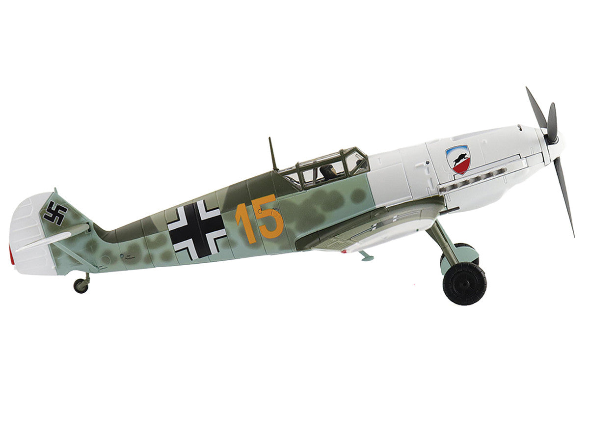 Messerschmitt Bf 109E-3 Fighter Aircraft "Yellow 15 Karl Wolff III/JG 52 France" (1940) German Luftwaffe "Air Power Series" 1/48 Diecast Model by Hobby Master Hobby Master