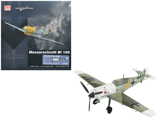 Messerschmitt Bf 109E-3 Fighter Aircraft "Yellow 15 Karl Wolff III/JG 52 France" (1940) German Luftwaffe "Air Power Series" 1/48 Diecast Model by Hobby Master Hobby Master