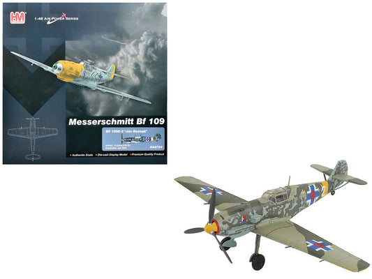 Messerschmitt Bf 109E-3 Fighter Aircraft "White 2 Jan Reznak 13.(slow)/JG 52 Kraznodar USSR" (1943) German Luftwaffe "Air Power Series" 1/48 Diecast Model by Hobby Master Hobby Master