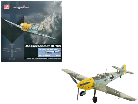 Messerschmitt Bf 109E-3 Fighter Aircraft "White 4 Unteroffizier Horst Perez 4/JG 26" (1940) German Luftwaffe "Air Power Series" 1/48 Diecast Model by Hobby Master Hobby Master