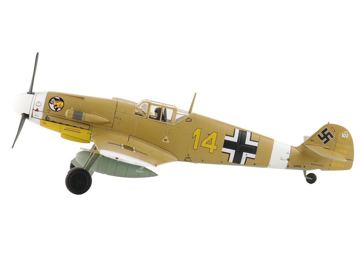 Messerschmitt Bf 109F-4 Fighter Aircraft "Marseille Yellow 14 3./JG27 Egypt" (1942) German Luftwaffe "Air Power Series" 1/48 Diecast Model by Hobby Master-2