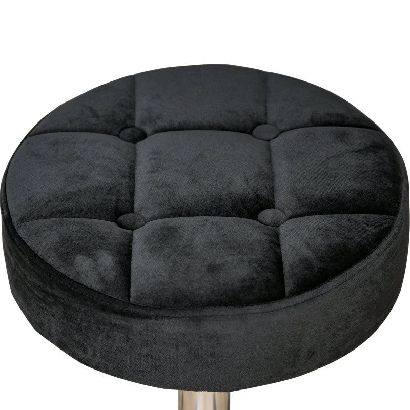 Black Button Tufted Adjustable Rolling Massage Swivel Salon Stool FastFurnishings