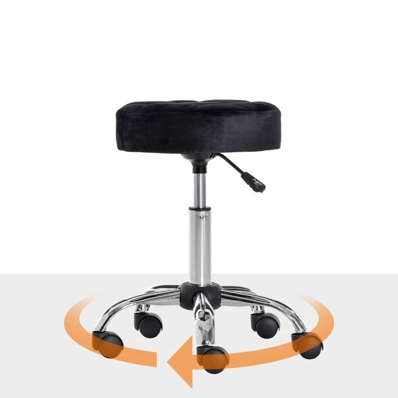 Black Button Tufted Adjustable Rolling Massage Swivel Salon Stool FastFurnishings