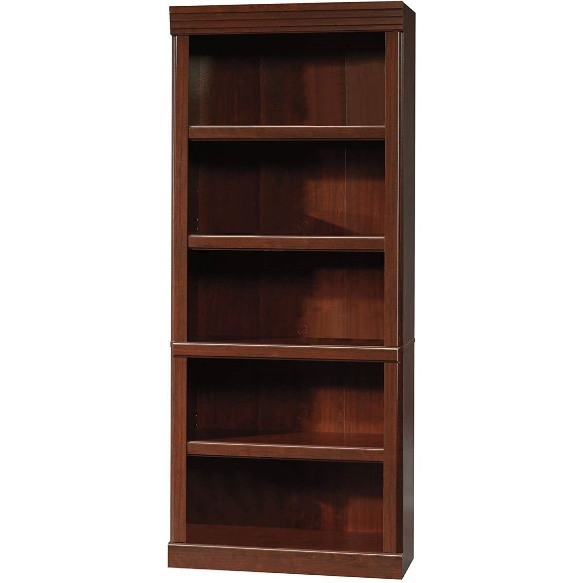 71-inch High 5-Shelf Wooden Bookcase in Cherry Finish