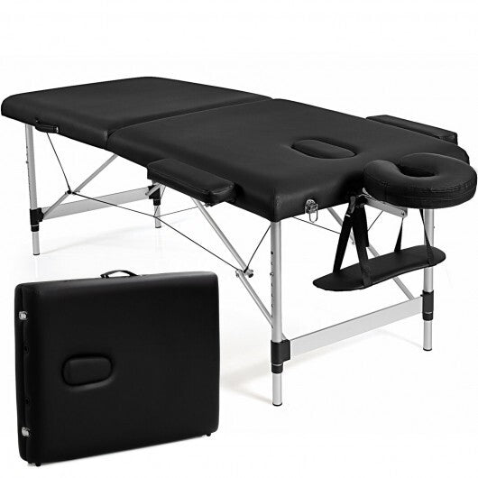 84 Inch L Portable Adjustable Massage Bed with Carry Case for Facial Salon Spa -Black - Color: Black