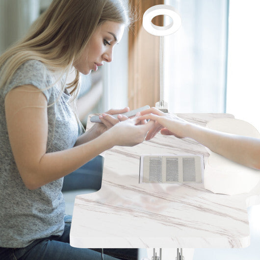 Folding Manicure Nail Table with Electric Dust Collector-Pink W2B