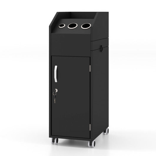 Salon Trolley Cart 360 Rolling Tool Cart Mobile Storage Station with 4 Lockable Wheels-Black