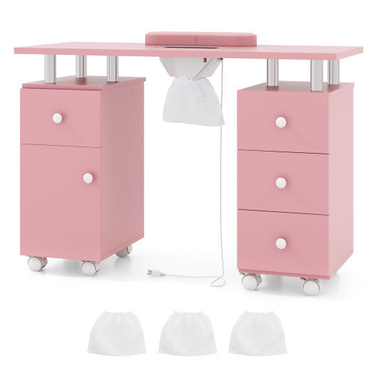 Manicure Table Nail Desk with Electric Dust Collector and 3 Dust Bags-Black W2B
