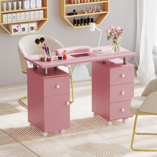 Manicure Table Nail Desk with Electric Dust Collector and 3 Dust Bags-Black W2B