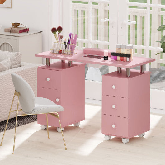 Manicure Table Nail Desk with Electric Dust Collector and 3 Dust Bags-Black W2B