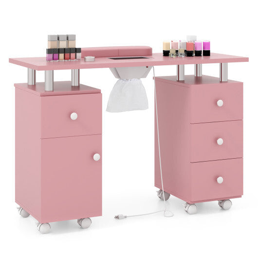Manicure Table Nail Desk with Electric Dust Collector and 3 Dust Bags-Black W2B