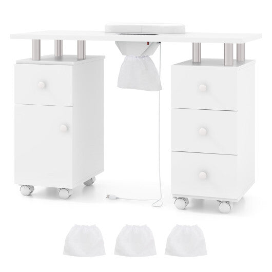 Manicure Table Nail Desk with Electric Dust Collector and 3 Dust Bags-Black W2B