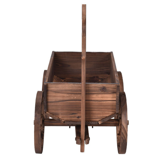 Mobile Half Barrel Solid Wood Planter Box on Wooden Wheels FastFurnishings