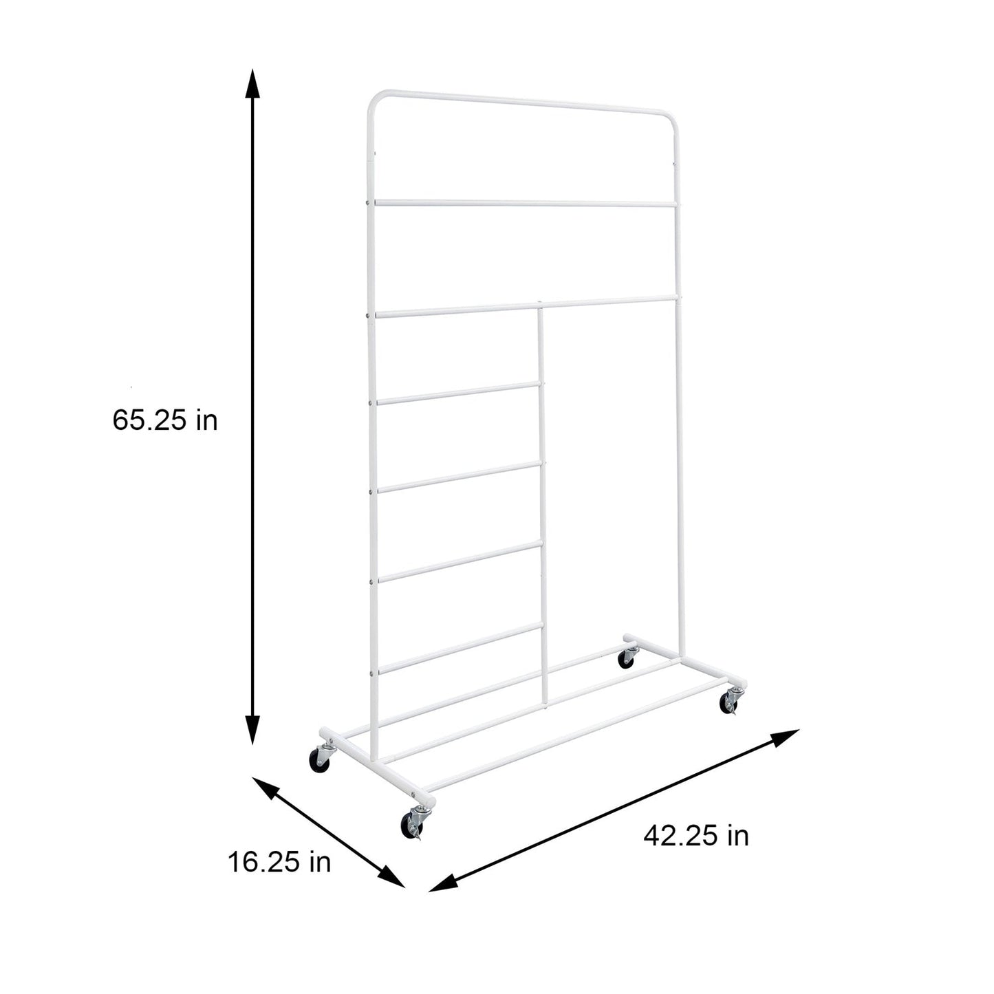White Rolling Multi Use Laundry Clothes Drying Rack FastFurnishings