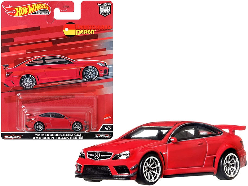 2012 Mercedes Benz C63 AMG Coupe Black Series Red "Deutschland Design" Series Diecast Model Car by Hot Wheels W2B