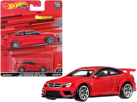 2012 Mercedes Benz C63 AMG Coupe Black Series Red "Deutschland Design" Series Diecast Model Car by Hot Wheels-0