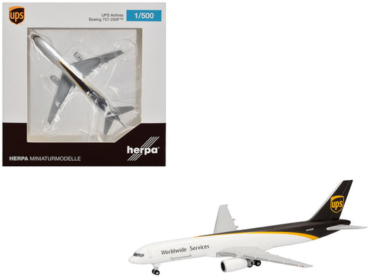 Boeing 757-200F Commercial Aircraft "UPS Worldwide Service" (N475UP) White with Brown Tail 1/500 Diecast Model Airplane by Herpa Herpa
