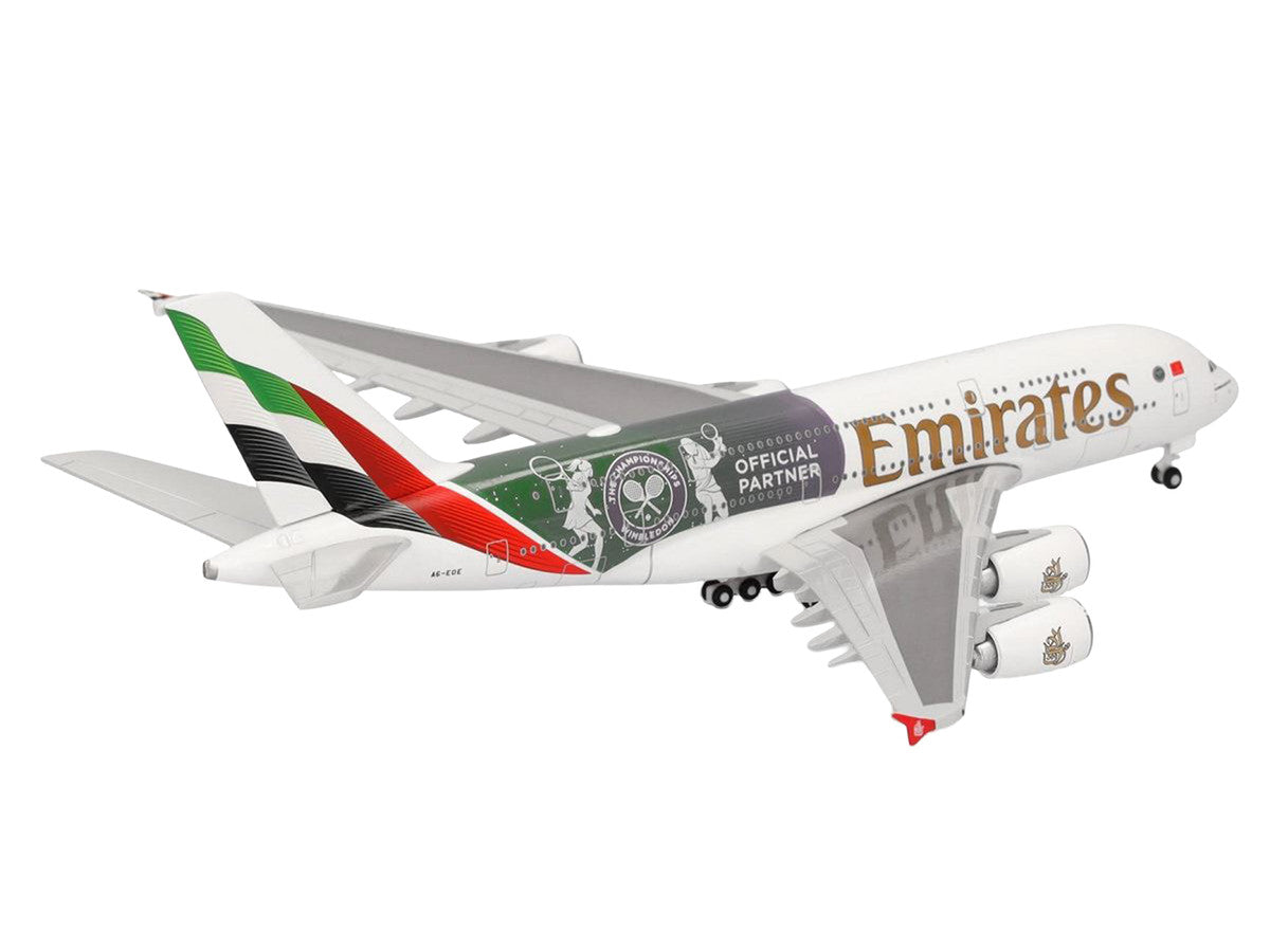 Airbus A380-800 Commercial Aircraft "Emirates Airlines - Wimbledon Official Partner" (A6-EOE) White with Graphics 1/500 Diecast Model Airplane by Herpa Herpa