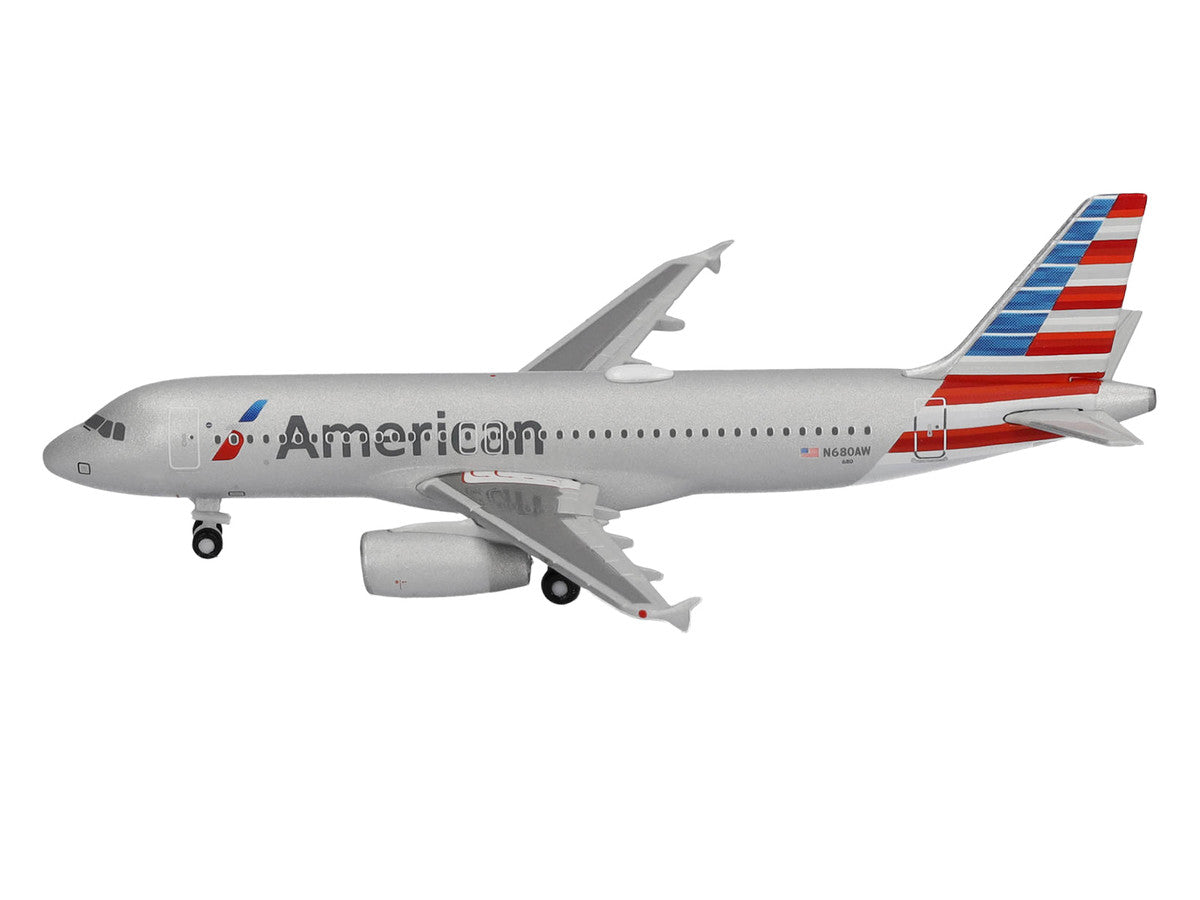 Airbus A320 Commercial Aircraft "American Airlines" (N680AW) Silver with Blue and Red Tail 1/500 Diecast Model Airplane by Herpa-3