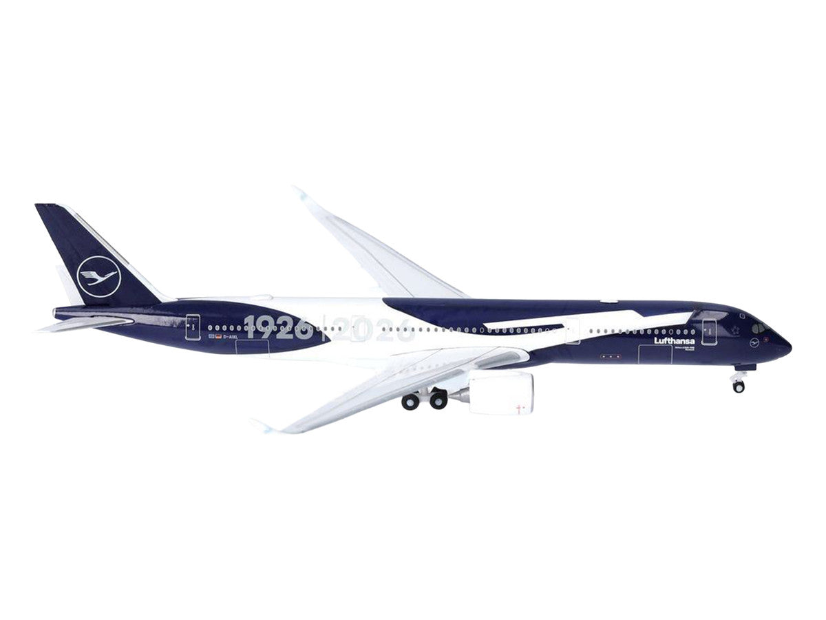 Airbus A350-900 Commercial Aircraft "Lufthansa 100 Years" (D-AIXL) Blue with Graphics 1/500 Diecast Model Airplane by Herpa Herpa