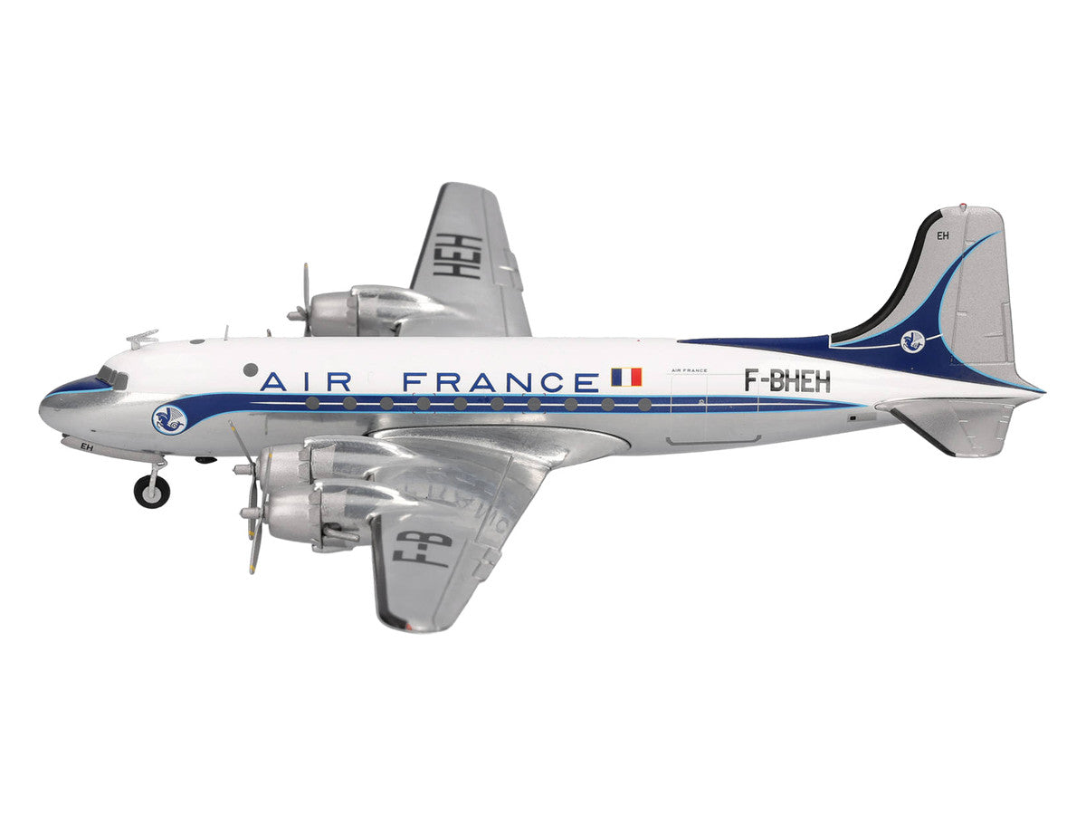 Douglas DC-4 Commercial Aircraft "Air France" (F-BHEH) White with Blue Stripes 1/200 Diecast Model by Herpa Herpa