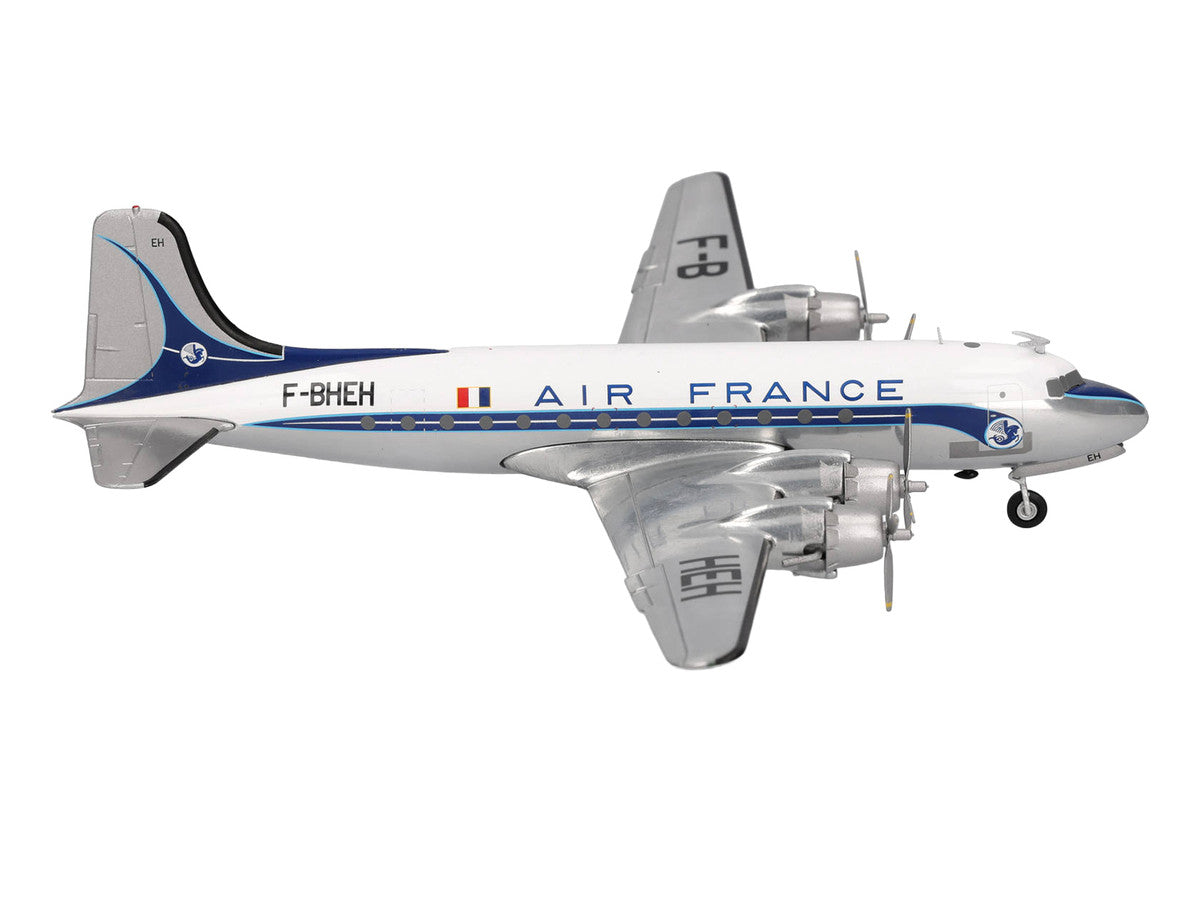 Douglas DC-4 Commercial Aircraft "Air France" (F-BHEH) White with Blue Stripes 1/200 Diecast Model by Herpa Herpa