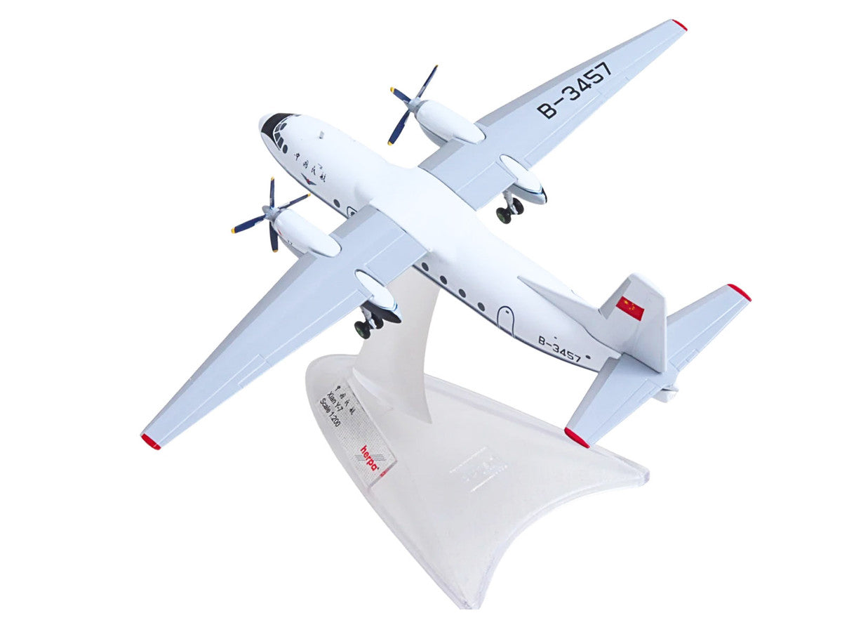 Xian Y-7 Commercial Aircraft "CAAC Airlines" (B-3457) White with Blue Stripes 1/200 Diecast Model by Herpa-2
