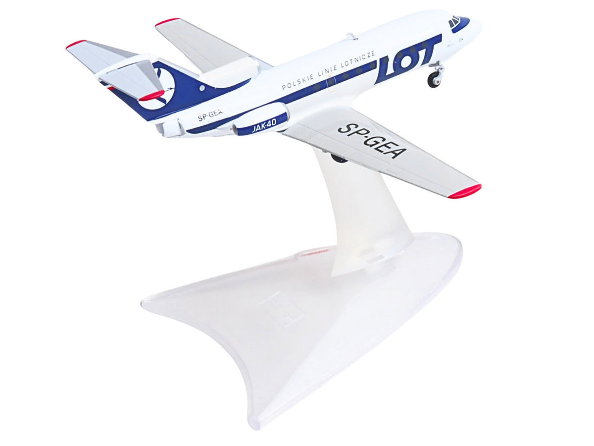 Yakovlev Yak-40 Commercial Aircraft "LOT Polish Airlines" (SP-GEA) White with Blue Stripes and Tail 1/200 Diecast Model by Herpa-3