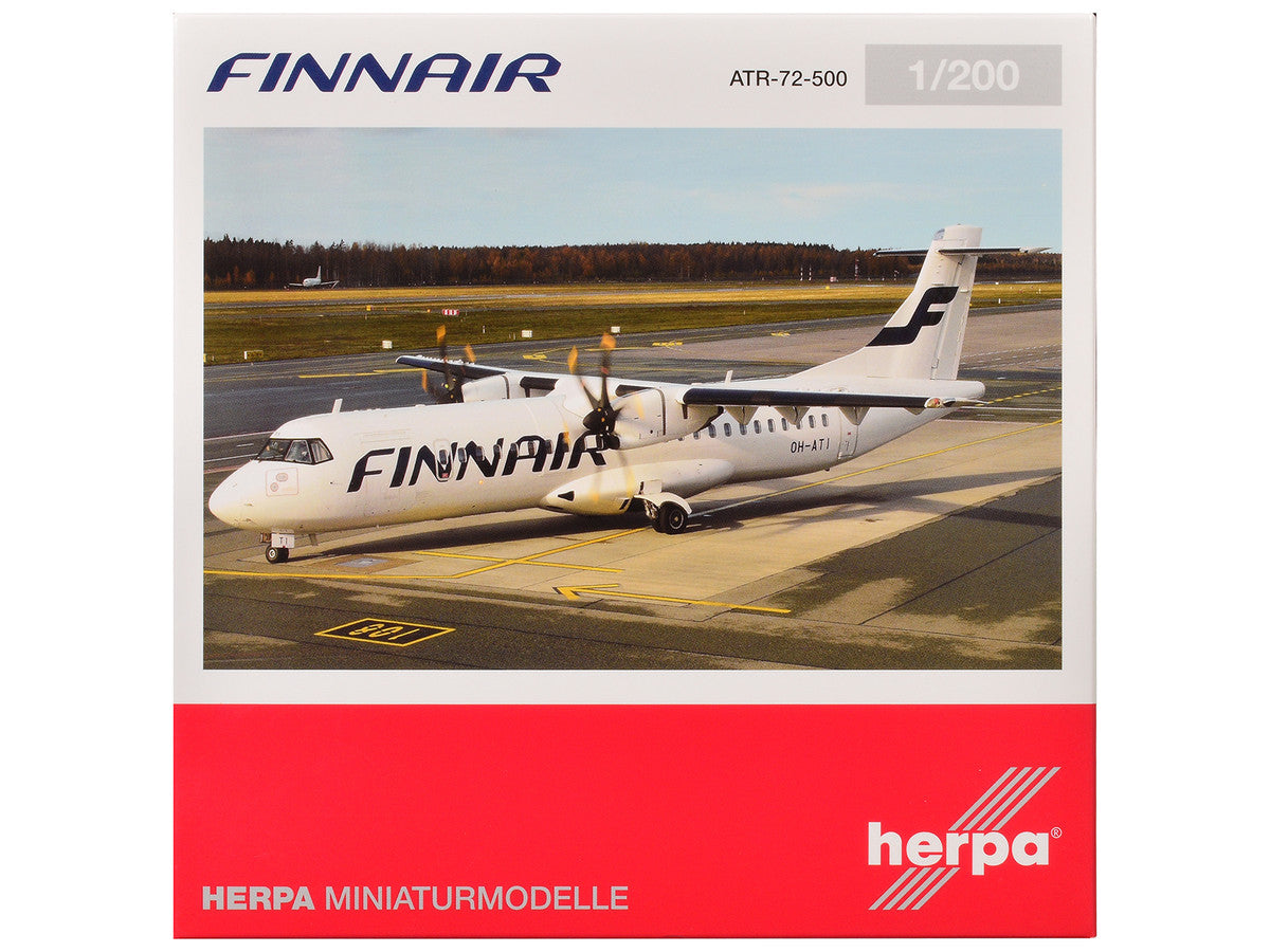 ATR 72-500 Commercial Aircraft "FinnAir" (OH-ATI) White 1/200 Diecast Model Airplane by Herpa Herpa