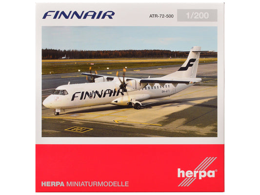 ATR 72-500 Commercial Aircraft "FinnAir" (OH-ATI) White 1/200 Diecast Model Airplane by Herpa Herpa