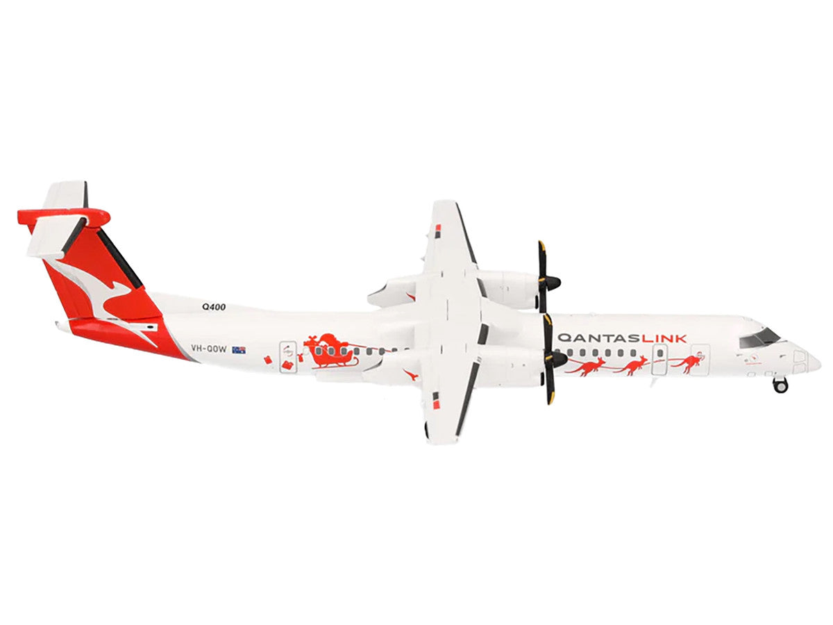 Bombardier Q400 Commercial Aircraft "QantasLink - Dasher-8 Livery" (VH-QOW) White with Graphics 1/200 Diecast Model Airplane by Herpa-0