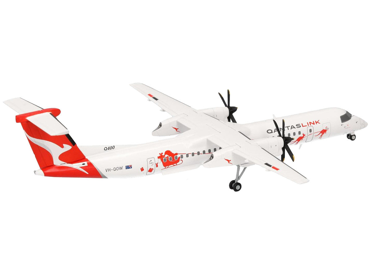 Bombardier Q400 Commercial Aircraft "QantasLink - Dasher-8 Livery" (VH-QOW) White with Graphics 1/200 Diecast Model Airplane by Herpa-1