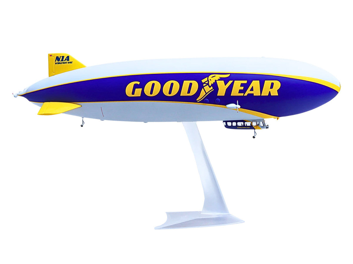 Zeppelin NT Aircraft "Goodyear Blimp - Wingfoot One" (N1A) Gray and Blue with Yellow Stripes 1/200 Diecast Model by Herpa-0
