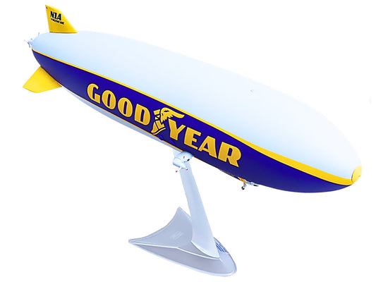 Zeppelin NT Aircraft "Goodyear Blimp - Wingfoot One" (N1A) Gray and Blue with Yellow Stripes 1/200 Diecast Model by Herpa Herpa