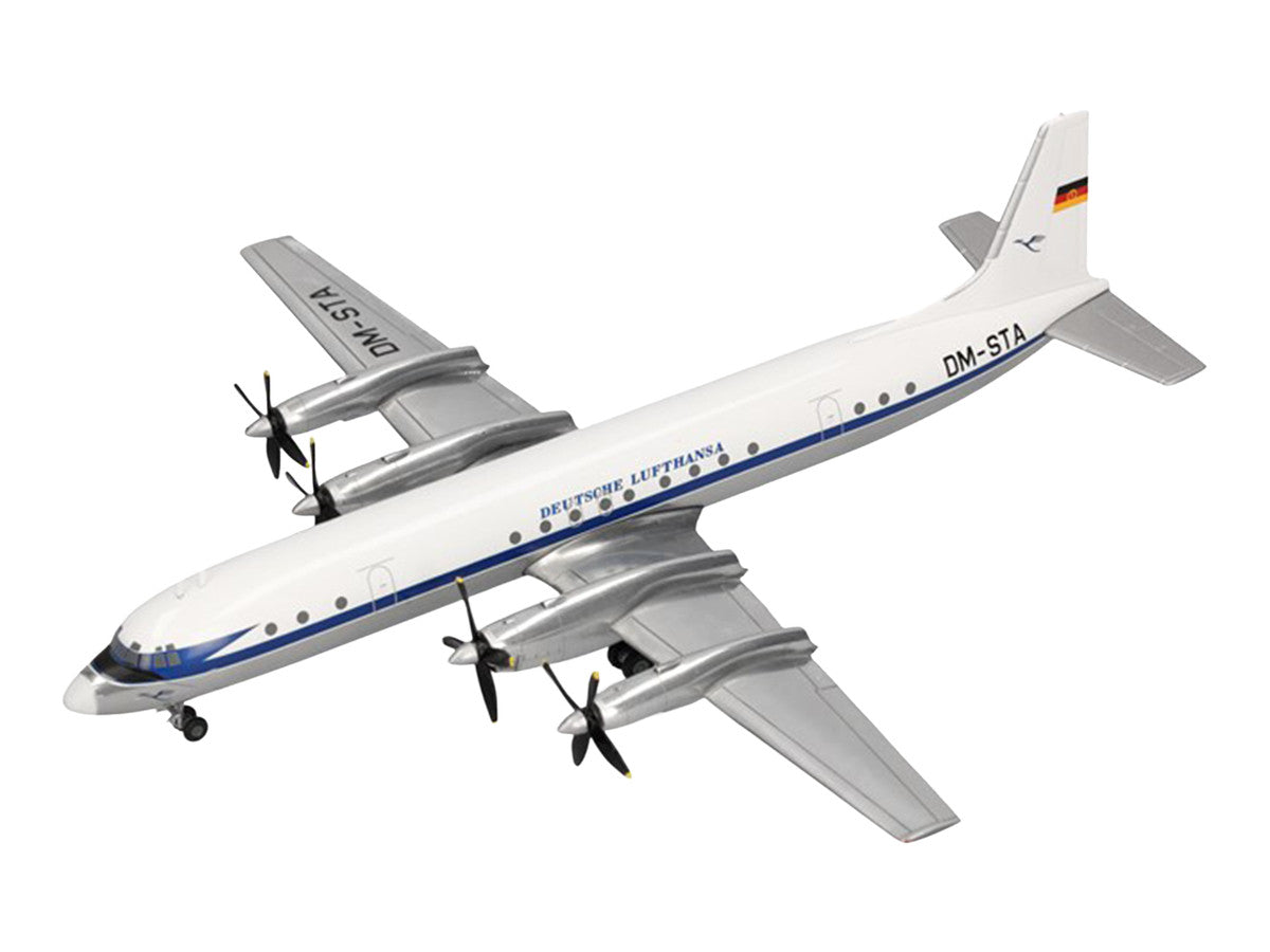 Ilyushin IL-18 Commercial Aircraft "Deutsche Lufthansa" (DM-STA) White with Blue Stripes 1/200 Diecast Model by Herpa Herpa