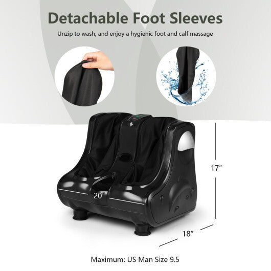 Costway Leg Massager Shiatsu Kneading Rolling Vibration Heating Foot Calf Black W2B