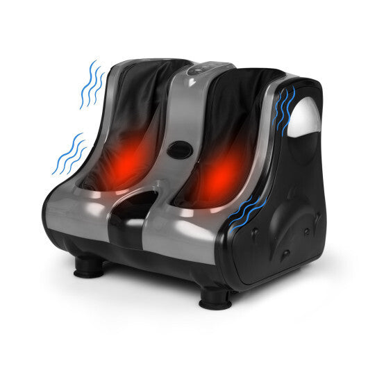 Costway Foot & Calf Massager with Heat Vibration Deep Kneading Shiatsu Foot Massage Machine Grey W2B