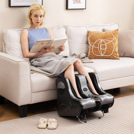 Costway Foot & Calf Massager with Heat Vibration Deep Kneading Shiatsu Foot Massage Machine Grey W2B